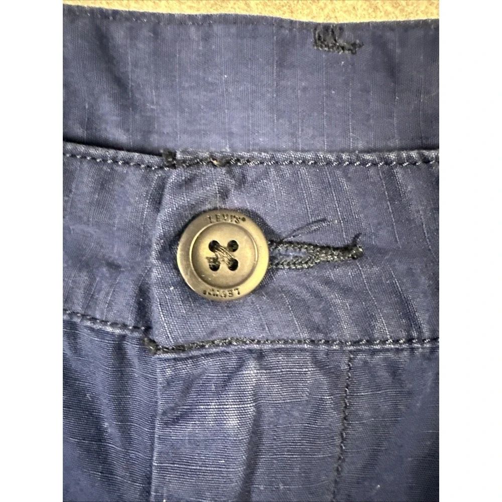 Levi's Shorts Men 40 Blue 100% Cotton Ripstop Cargo‎ Pockets White Tab